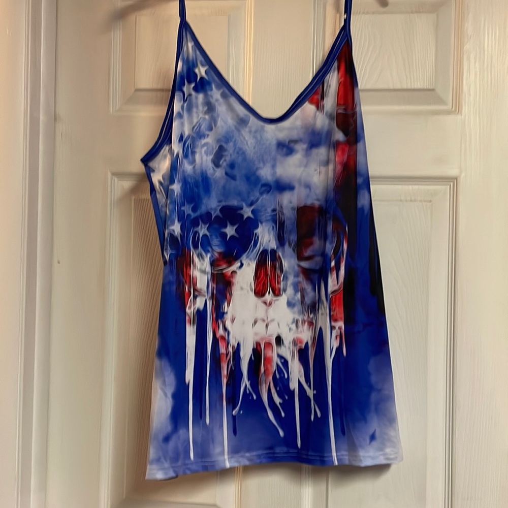 RoseGal 3XL Curve Skull American Flag Patriotic Tank Top! NWOT!